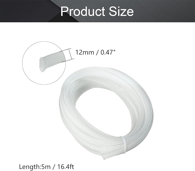Othmro 16.4ft Length Expandable PET Flexible Braided Cable Sleeves 0.47in Width Wire Loom Sleeving and Organizers Flexible Wire Mesh Sleeves for TV Audio PC Computer Cords from Pet Chewing Transparent