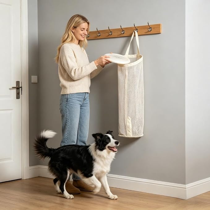 2026 New Pet Toy Storage Bag, Wall-Mounted, Space-Saving Organizer with Bottom Opening for Cat Wand Toys and Dog Toys (#A)