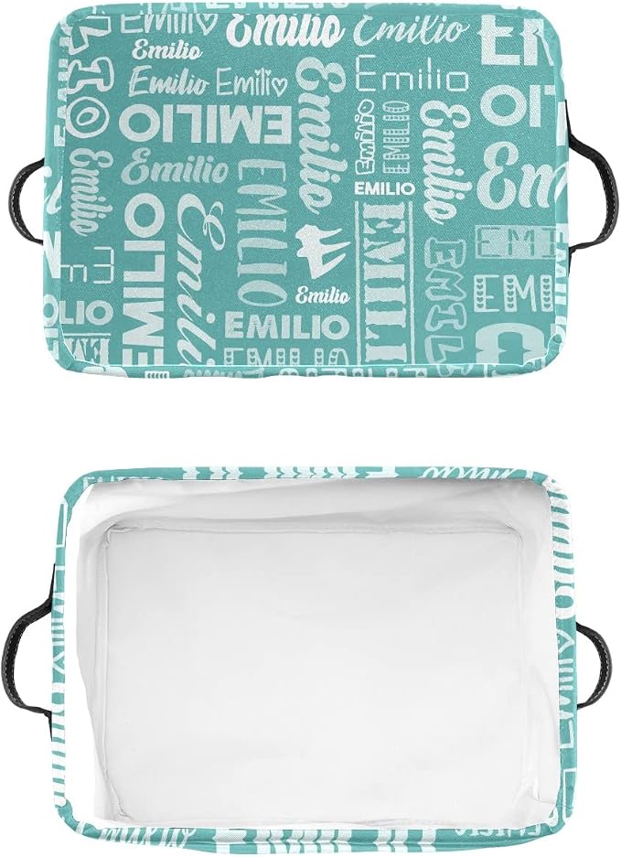 Personalized Toy Box Storage Bins for Boys Girls with Name, Kids Custom Storage Basket Cubes Organizer with Handles, Shelf Closet Storage Baskets Bin Customized Gift, 1 Pack