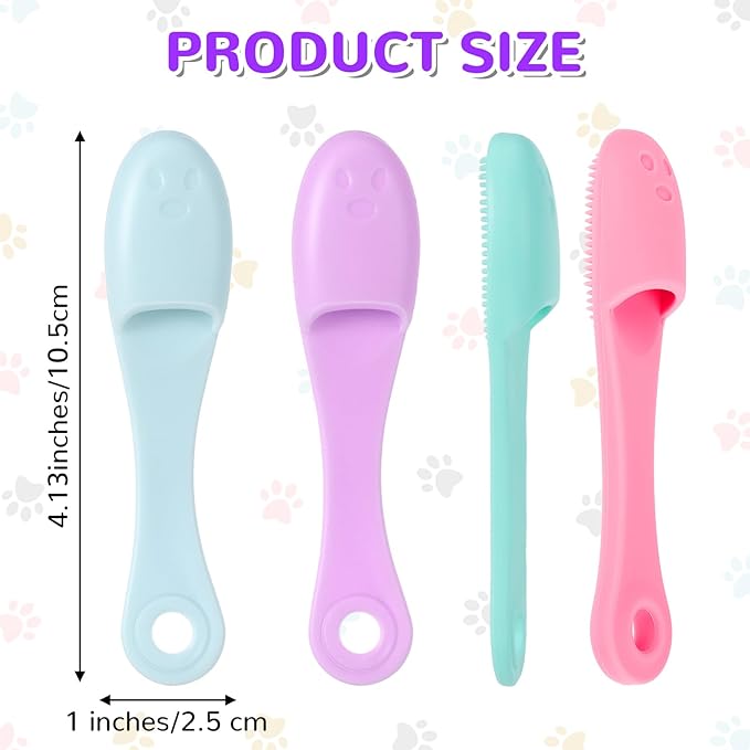 Qianyu Dog Toothbrush Soft Silicone Finger Toothbrush Dog Tooth Brushing Kit Cat Tooth Brush Teeth Cleaning Dental Care for Small and Large Pet 4 Pack