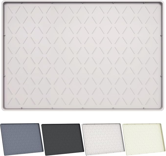 Extra Thick Under Sink Mat Waterproof with Raised Edge 19" x 22" | Silicone Multipurpose Mat for Kitchen, Bathroom, Pet Feeding, Shelf Protection & Organization, Boot & Plant Tray