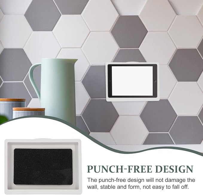 VILLCASE Punch Free Wall Mount Holder with 180 Degree Rotation White | Abs and Pet Build, Bedroom and Bathroom Use, Stable Adjustable Orientation