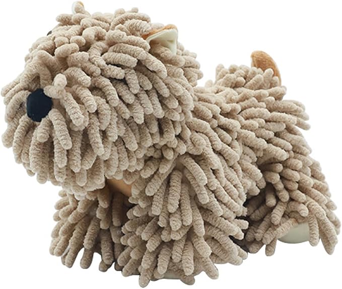 Cute Dog Chenille Hand Towel, 3D Fuzzy Puppy Hangable Ball Hand Towel Microfiber Super Soft Absorbent Bathroom & Kitchen Towels with Hanging Loop, Can Be Placed on the Sink Countertop (Brown)