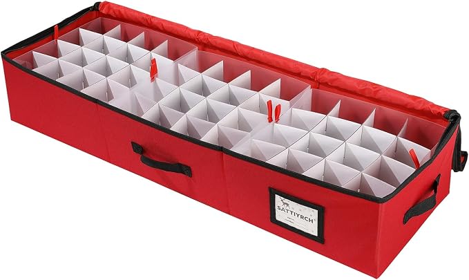 Sattiyrch Christmas Ornament Storage Box,Box Contributes Slots for 96 Holiday Ornaments 3-Inch Underbed Storage