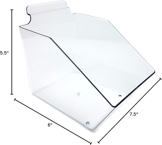 Clear Gridwall Acrylic Bins, Small Bin for Grid Panels - 6" L x 5.5" H x 7.5" D - 10 Pack