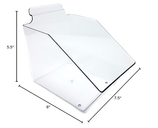 Clear Pegboard Acrylic Bins, Small Bin for Peg Wall - 6" L x 5.5" H x 7.5" D - 10 Pack