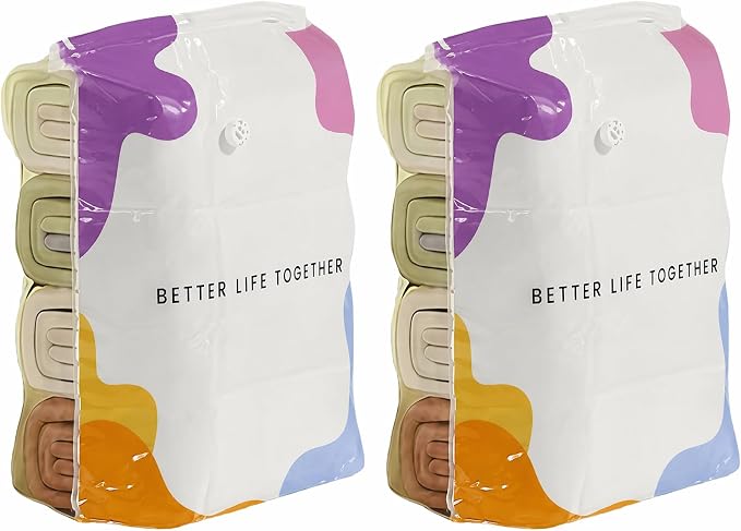 2PCS Vacuum Storage Bags No Pump Or Air Extractor Compression Bag Sealer Clothing Organizer Spaces Saver for Blanket Comforters Pillow Clothes (XL) (2PCS XL)