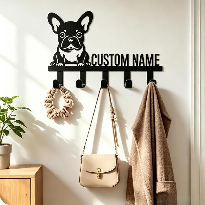 Personalized Dog Metal Wall Hook, Custom Key Rack, Pet Gear Organizer | Key Holder Wall Mount, Dog Lover Gifts, Metal Decor, House Warming Gifts New Home, Dog Leash Holder for Wall