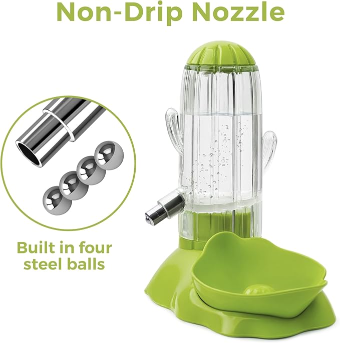 VANNON 2 in 1 Hamster Feeder Small Animal Water Bottle & Food Bowl Water Dispenser & Food Dish Bowl for Hamster, Small Mice, Rat, Gerbil, 4.6oz/130ml, BPA Free, Green