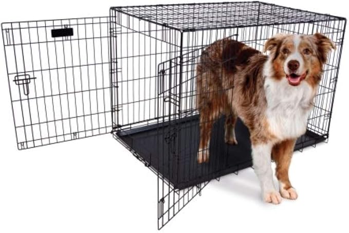 Precision Pet Two-Door Provalue Wire Dog Crate, 36in, for Pets 50-70lbs | ProValue Crate with 5 Point Locking System, Removable Pan and Divider Panel, Rust Resistant Electro Coat Finish