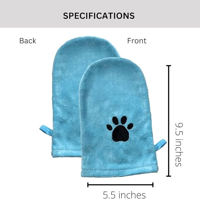 Penny & Niko Microfiber Pet Towel Mitts - Paw Cleaning and Drying Mitts/Gloves for Dogs and Cats (Sky Blue, Standard - 2 Pack)