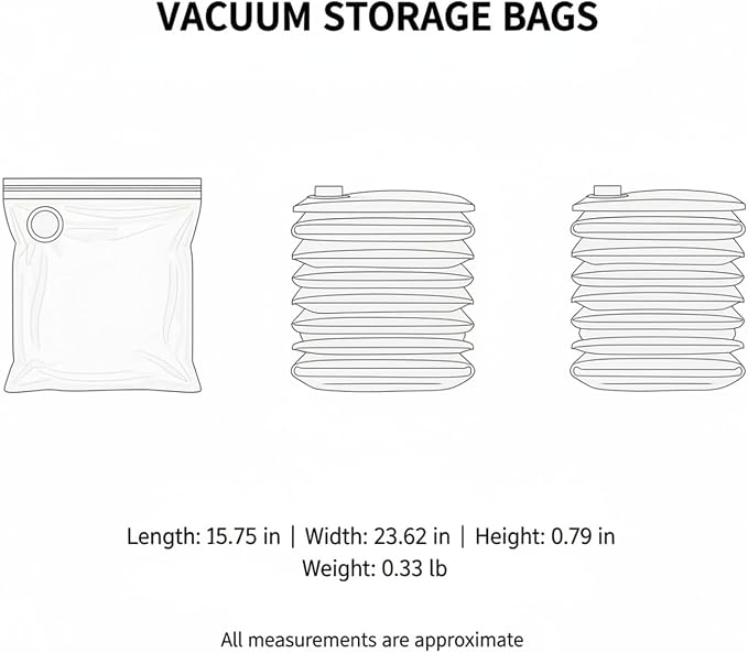 Clear Vacuum Storage Bags with Valve, Reusable Compression Saver for Bedding & Clothes, Space Saving Organizer (1 Pack)