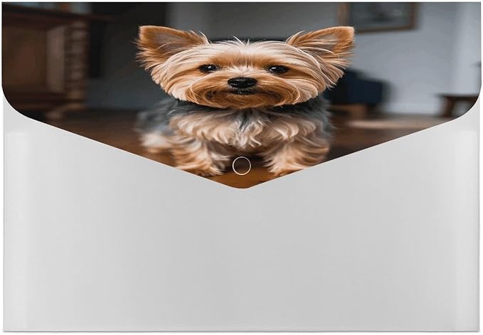 Cute Pet Yorkie Folder File Organizer Letter Size Expanding File Folder 6 Pocket Folders Documents Portable Paper Bill Receipt Organizer for Home Office Supplies