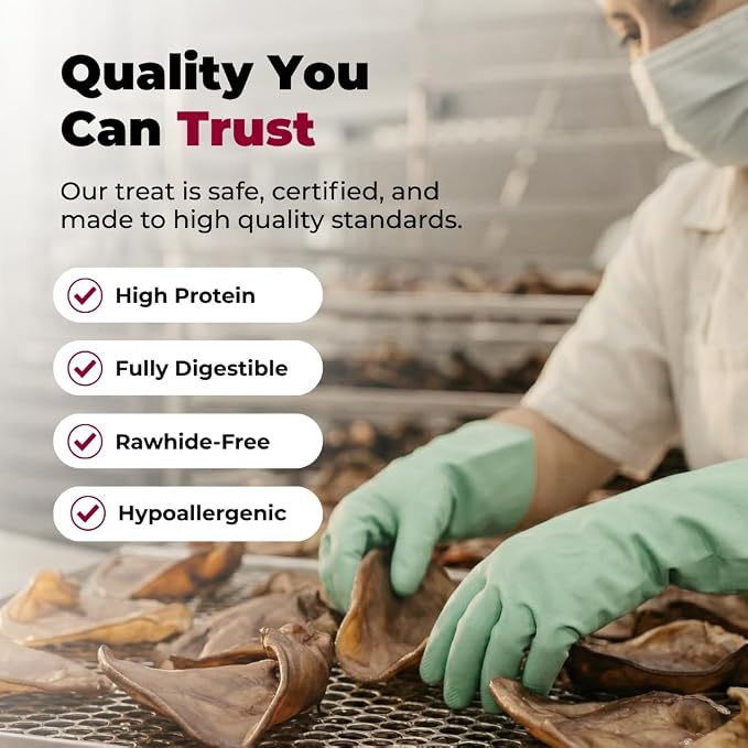 Best Pet Supplies GigaBite Half Cut Pig Ears for Dogs - 50 Count | Single Ingredient, All Natural, Supports Dental Health, Perfect for Training, Slow Roasted Chews