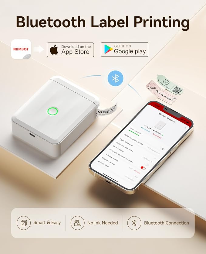 NIIMBOT D110 Upgrade Mini Label Maker, Bluetooth Thermal Printer for Daily | Portable Label Maker Machine with Tape, Creative Templates for School Supplies, Kitchen, Pantry, Storage, Files and Business
