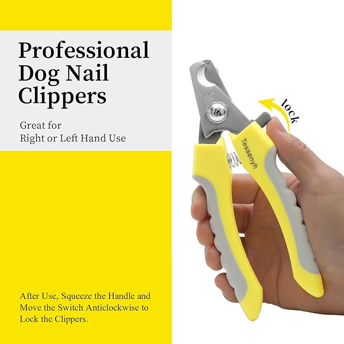 Professional Dog Nail Trimmers, Dog Nail Clippers for Large & Medium Dogs, Cats, and Pets, with Safety Lock and Protective Guard, 6.5 Inches