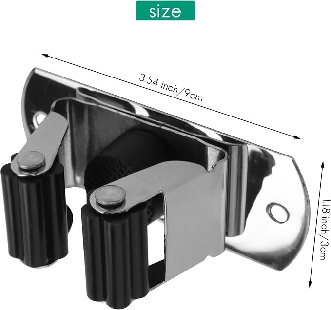 Broom Holder 6pcs Wall Mounted Mop Broom Holder Heavy Duty Tool Handle Storage Stainless Steel Hanger Organizer For Bathroom(Black)