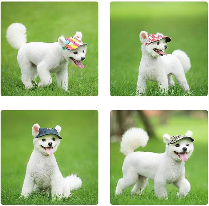 Leconpet Baseball Caps Hats with Neck Strap Adjustable Comfortable Ear Holes for Small Medium and Large Dogs in Outdoor Sun Protection (M, Blue Jeans)