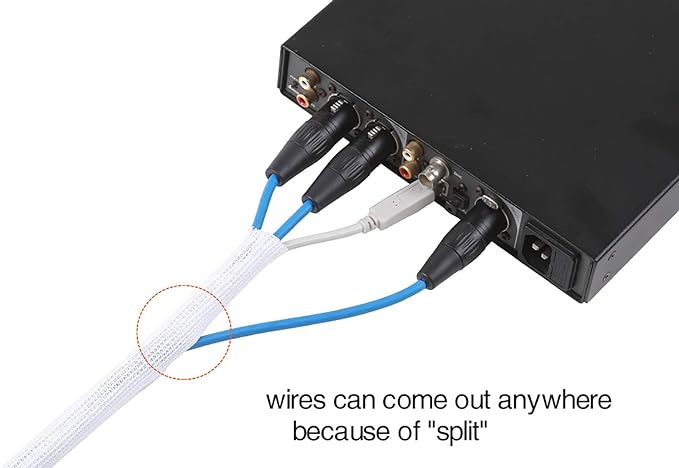 Alex Tech 25ft - 3/4 inch Cord Protector Wire Loom Tubing Cable Sleeve Split Sleeving for USB Cable Power Cord Audio Video Cable - Protect Cat from Chewing Cords - White