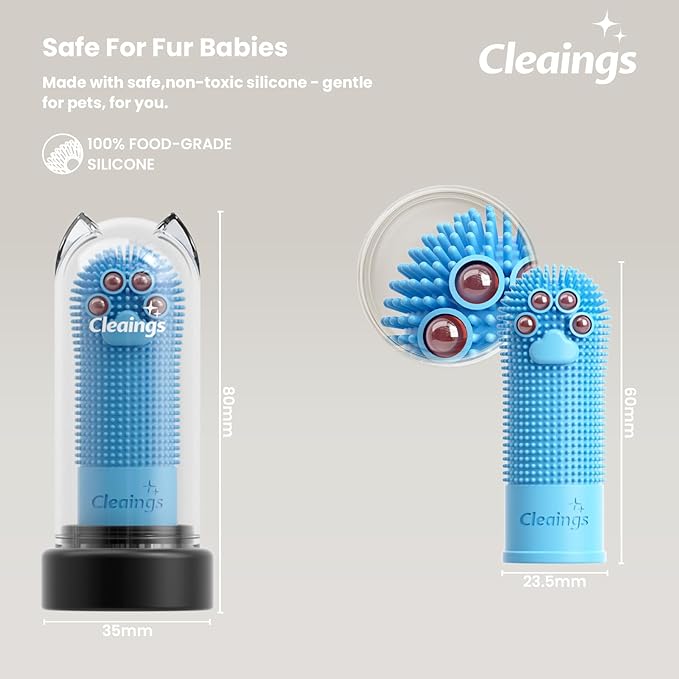 Dog Finger Toothbrush with Flavor Burst Beads, 360° Silicone Dog Toothbrush Kit for Dogs & Cats, Deep Teeth Cleaning, (36 Beads per Brush), No Pet Toothpaste Needed - 4 Pcs Beef Flavor