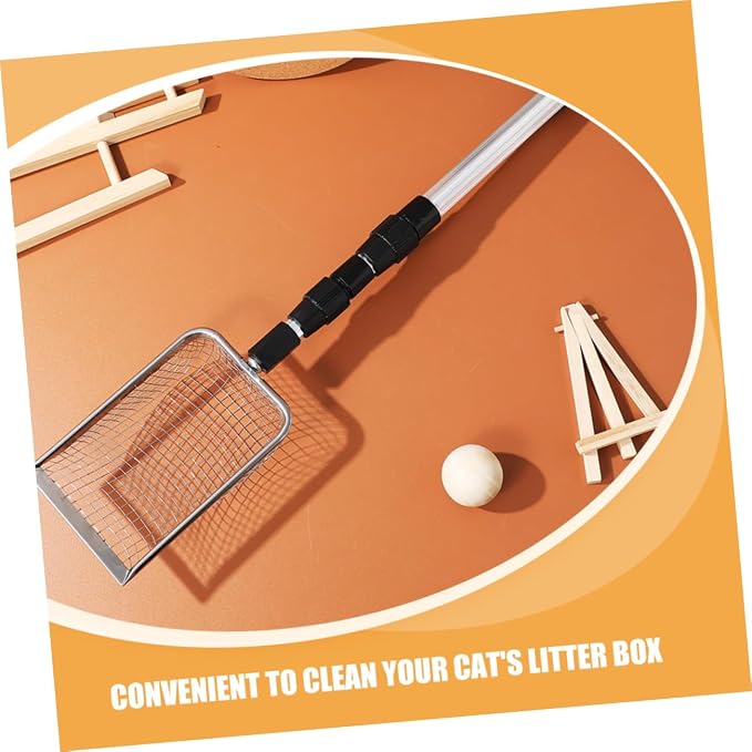 Telescopic Stainless Steel Cat Litter Scoop with Ergonomic Non-Slip Handle Lightweight Mesh Shovel for Easy Cleaning and Compact Storage Pet Waste Scooper with Extendable Handle