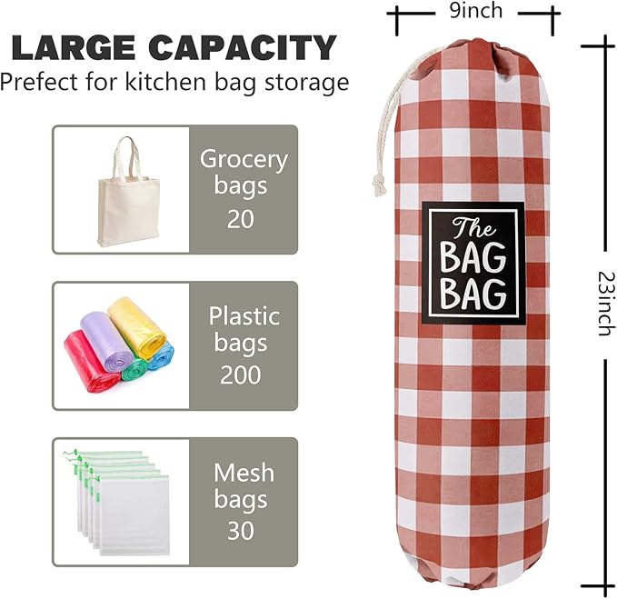 Funny Grid Bag Bag， Grocery Bags Holder Organizer For Shopping Bags, Wall Mount Plastic Bags Storage Container Dispensers, Gift For The Preferred Family And Friends