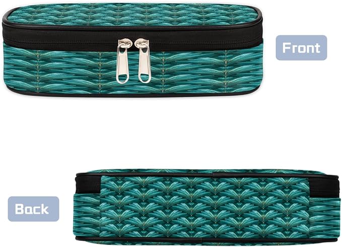 Pencil Case Large Capacity Pencil Bag Teal Blue Shells Pattern Pouch Box Organizer Pen Case, School Supplies for Teen Adult