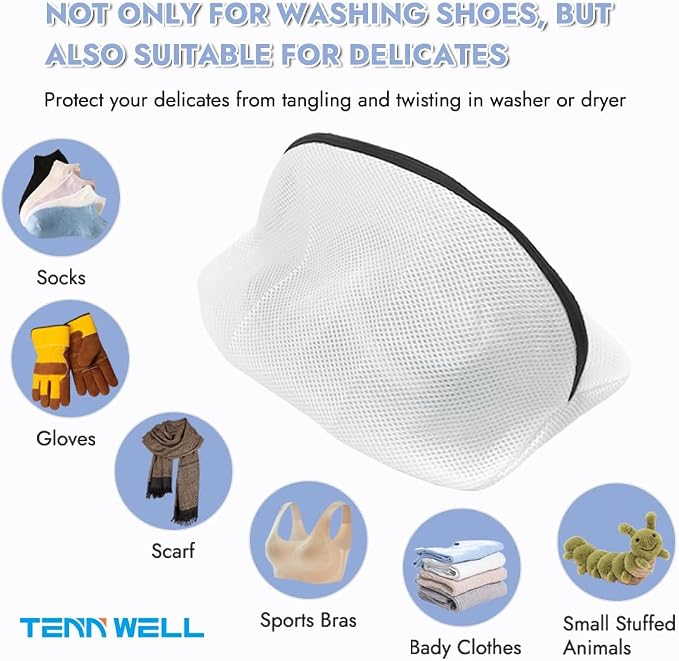 Tenn Well 3Pcs Mesh Laundry Bags For Shoes Sneakers Fits Size 12 | Mesh bags for trainers, tennis shoes, slippers, washing machine safe