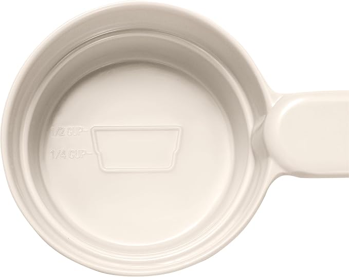 Joyinjojo Dog Cat Food Scoop - Pet Food Scoop Dog Food Measuring Cup 1/2 1/4 Cup, Comfortable Long Handle for Easy to Scoop Food, White 1/2 Cup