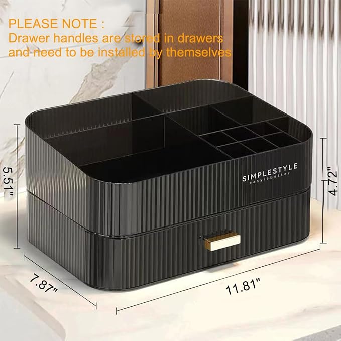 Makeup Organizer with Stackable Drawers, Bathroom Counter Organizer. | Drawers Can be Stacked, Cosmetic Display Case, Ideal for Make Up, Skincare, Perfume; Suitable for Dresser Top, Vanity