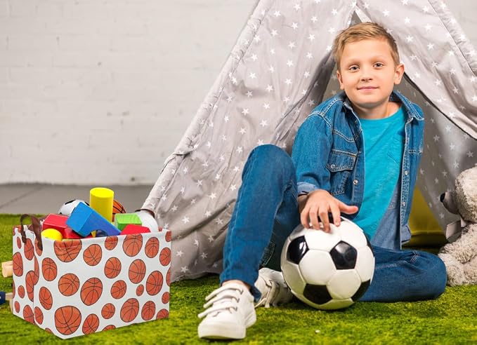 Rectangular Basketball Basket Kids Gift Basket Baby Toy Storage Bin Organizer Box Room Decor(Basketball)
