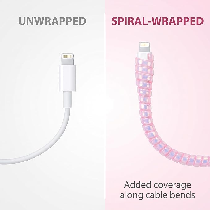 Laser Pink Spiral Cable Protector,Chargers Data Cable Protect Sleeve,Headphone Cable Saver for Phone Earphone USB Data Cableor for Prevent Pets from Biting The Cable Sleeves Cord Management