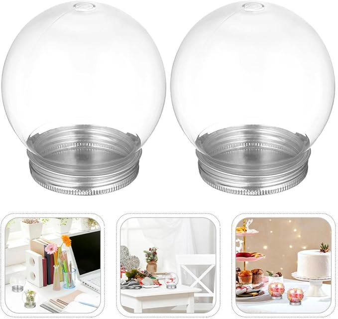 Beavorty 5pcs Plastic Snow Globe Candy Bottle Dome with Screw Lid 150ml