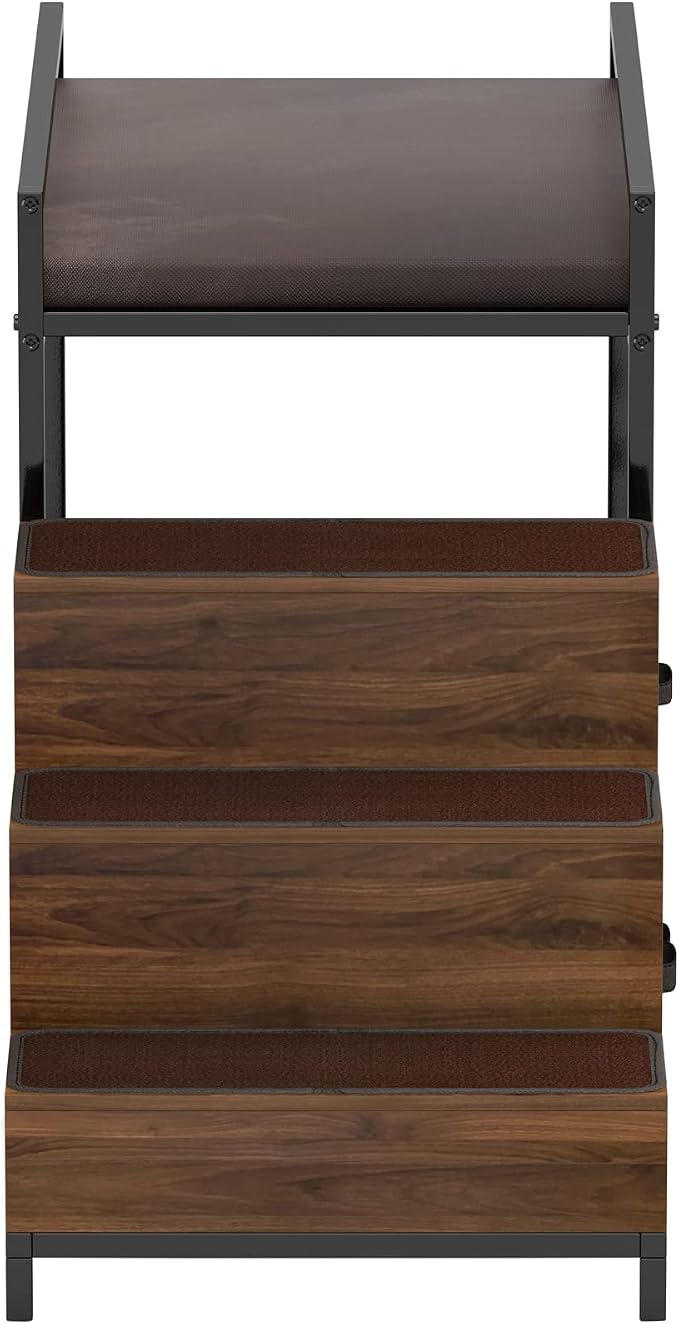 GDLF Dog Window Perch, Dog Bunk Bed with Stairs & Storage Platform | Multi-Level Platform with Foam Cushion, Non-Slip Steps and Storage Space, Designed for Small Dogs to Relax Near Windows
