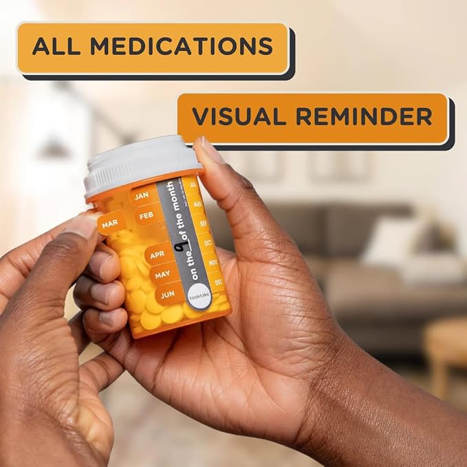 Tooktake Monthly Medication Reminder Labels – Easy Medication Tracking Stickers for Monthly Prescriptions, Vitamins & Supplements - for Pets Too