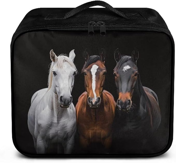 Rnyleeg Horse First Aid Bag Empty Black First Aid Kit for College Dorm Travel Medicine Pouch Emergency Medical Kits