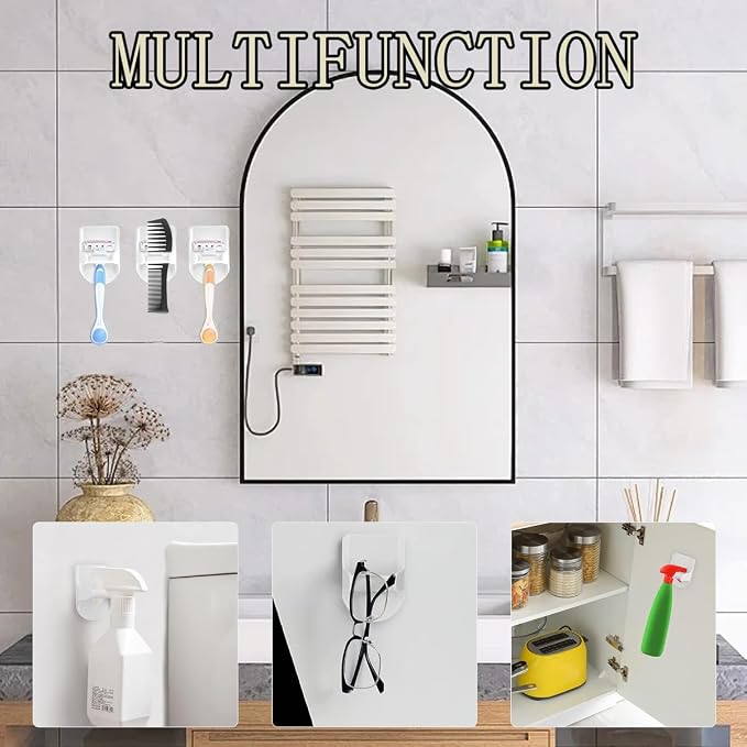 KuuGuu 6 PCS Wall Mount Spray Bottle Hooks Holder to Create Storage Space Easy to Install Adhesive Hook Strong Spray Bottle Organizer for Cabinet, Kitchen, Bathroom- Mount to a Variety of Surfaces