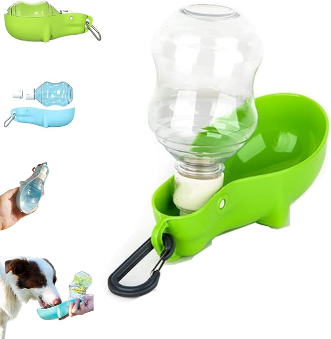 Foldable Pet Water Bottle for Travel, 2 in 1 Portable Dog Water Bottle, Travel Dog Bowls with Food Container, Leak-Proof & Compact Dog Travel, Foldable Pet Water Bottle (Green)