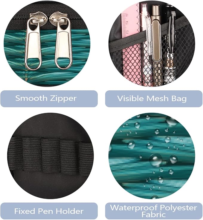 Pencil Case Large Capacity Pencil Bag Teal Blue Shells Pattern Pouch Box Organizer Pen Case, School Supplies for Teen Adult