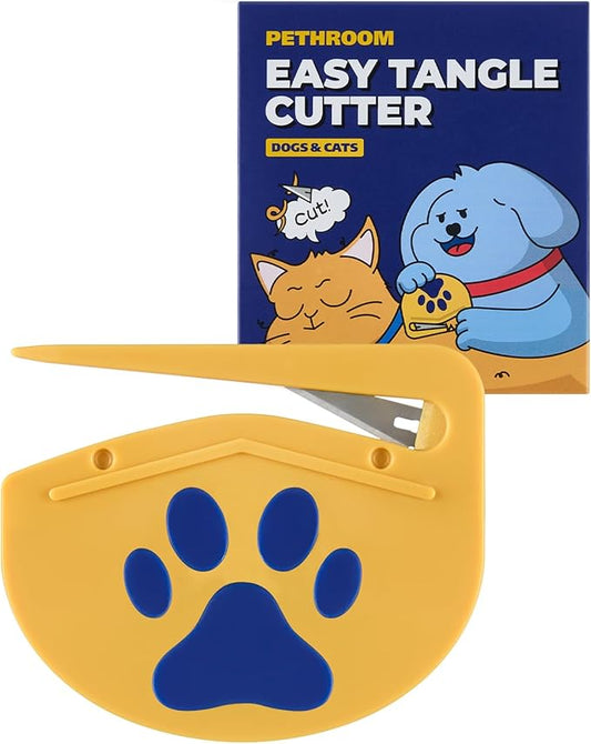 PETHROOM Easy Tangle Cutter for Dogs & Cats | Professional Dematting Tool with Steel Blade | Cat Matted Fur Remover | Safe & Gentle Pet Grooming Comb for Long & Medium Coats