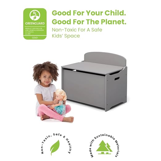 Delta Children MySize 9 Bin Plastic Toy Organizer - Greenguard Gold Certified, Grey & MySize Deluxe Toy Box - Greenguard Gold Certified, Grey