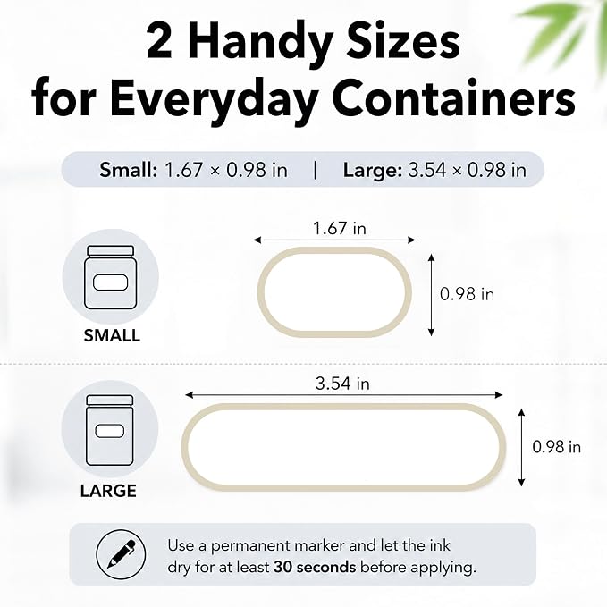 Waterproof Kitchen Labels for OXO POP Food Storage Containers and Home Organization, Pack of 64 | Removable Writable Food Storage Stickers, Tear-Resistant Pantry Organization Decals for Plastic and Glass Jars
