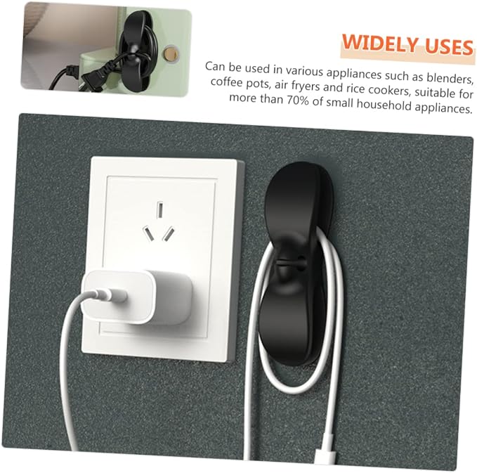 Veemoon 4pcs Adhesive Cable Organizers Cord Management Winders for Kitchen Home Appliances Tidy up Power Plugs Cords Easy Installation Required for Pots Air Fryers