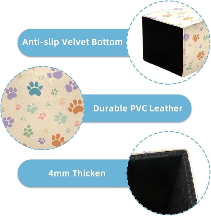 Pet Paws Pen Holder for Desk Decor, Rectangular PVC Leather Pencil Cup for Desk Pen Organizer, Makeup Brush Holder for School, Home, Office