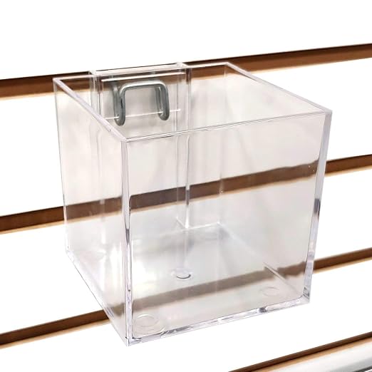 Slatwall & Pegboard 4" Clear Acrylic Cube Dump Bin Display, 2 Pack