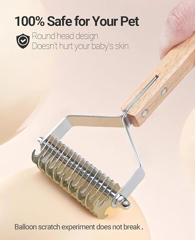 Dematting Comb for Dogs and Cats, Mat Remover and Deshedding Grooming Tool, Safe Detangler for Matted Fur, Double Sided Undercoat Rake for dogs