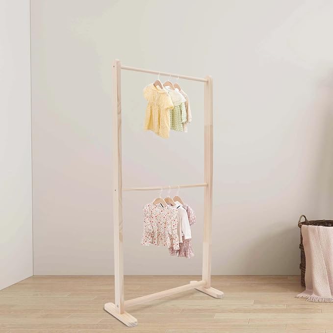 Pet Clothing Display Stand,2 Tier Wood Practical Pet Closet,Dog Garment Rack,Pet Closet Organizer for Small Dogs,Modern Pet Furniture for Pet Apparel & Accessories