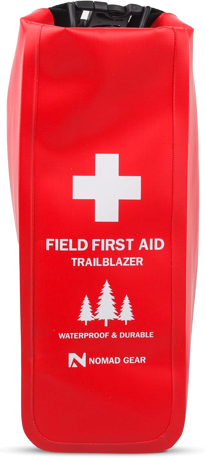 Waterproof First Aid Kit for Camping, Boating, Hiking – 64-Piece Outdoor Emergency Medical Bag with Roll-Top Closure by Nomad Gear
