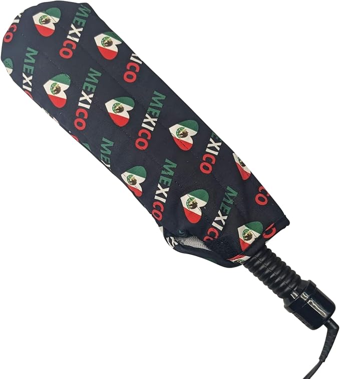 Case/Cover [Heat Resistant] for Curling Irons, Flat Irons or Straighteners, and Styling Irons, Silicone Coated Lining and Quilted Cotton Pouch for Travel, Gym, or Home [Mexico Flag]