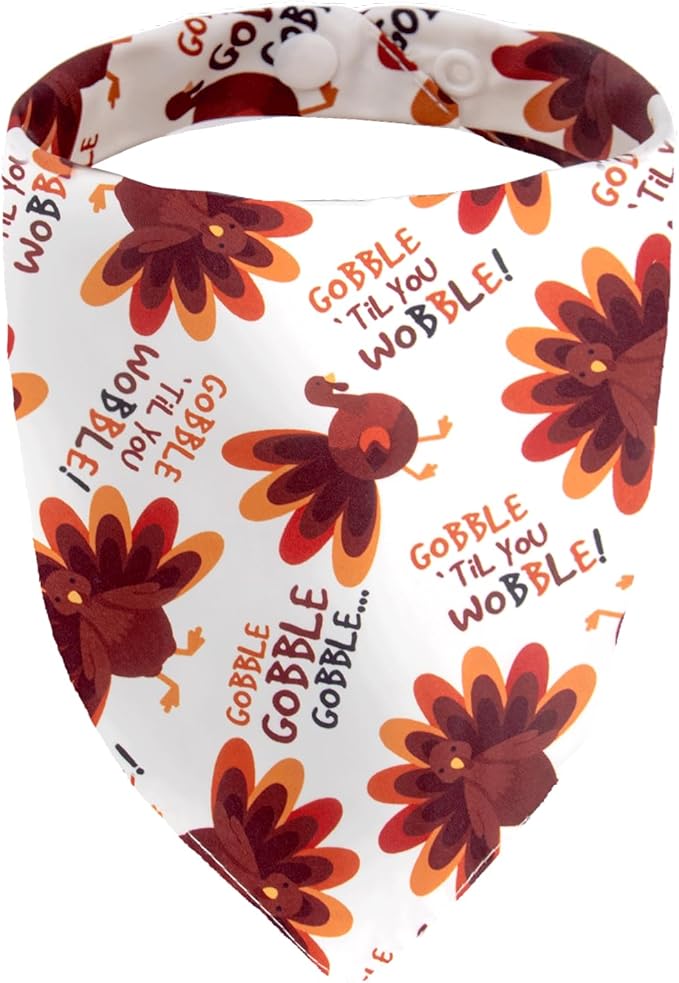 Dog Thanksgiving Bandana Funny Gobble Turkey for 30-75lbs Large Pet